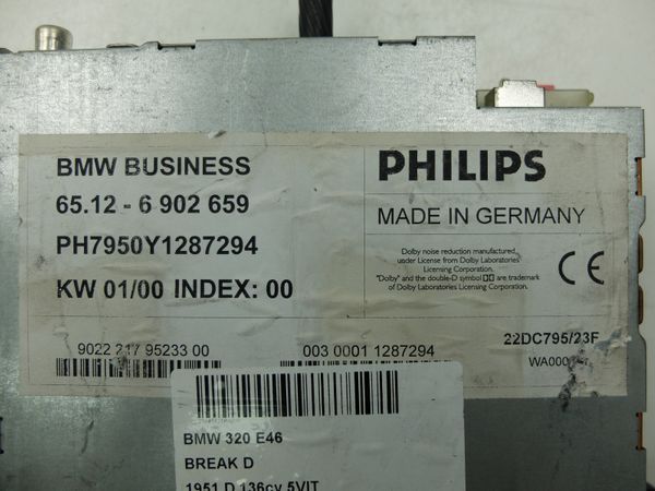 Kazettás Rádió  BMW 3 6512 6902659 22DC795/23F Philips