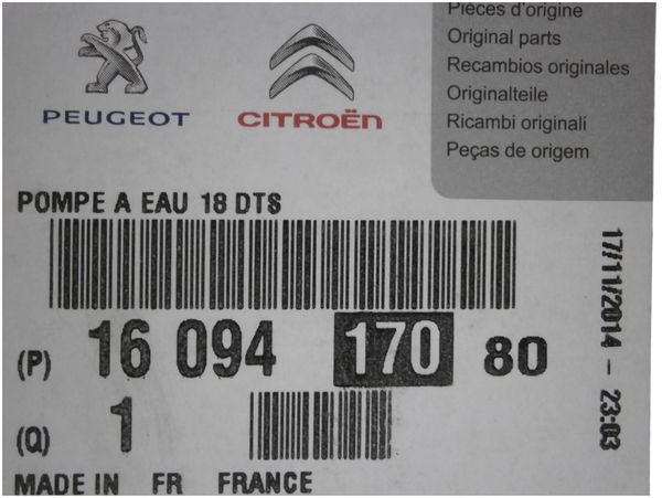 Vízpumpa  Citroen Peugeot 1.4 18 Zębów 1609417080