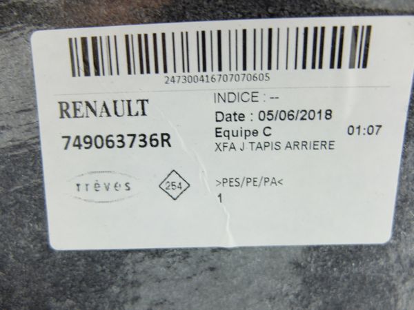 Autószőnyeg Készlet Hátul Scenic 4 749063736R Renault 0km