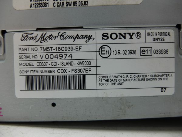 Cd Mp3 Rádió  Ford Focus 7M5T-18C939-EF CDX-FS307EF Sony