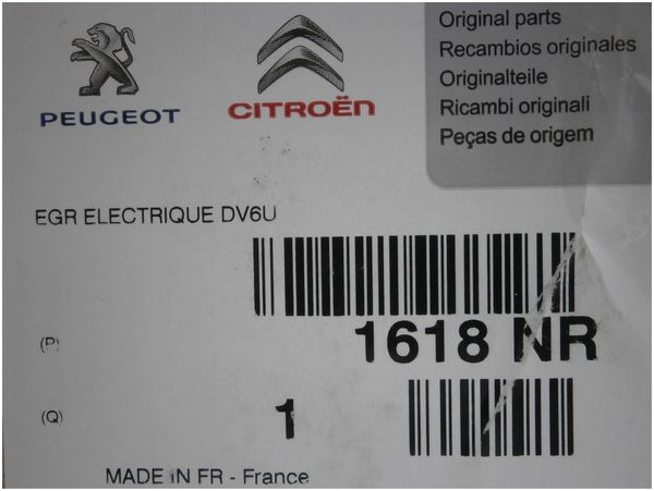 Egr Szelep Eredeti Citroen Peugeot C3 C4 C5 206 207 Partner 3 1.6HDI 1618NR