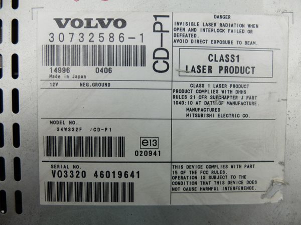 Cd Rádió Volvo S40 V50 30732586-1 CD-P1