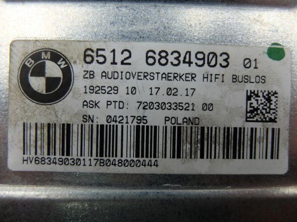 Audio Erősítő  BMW 5 F10 F11 6512 6834903 HIFI