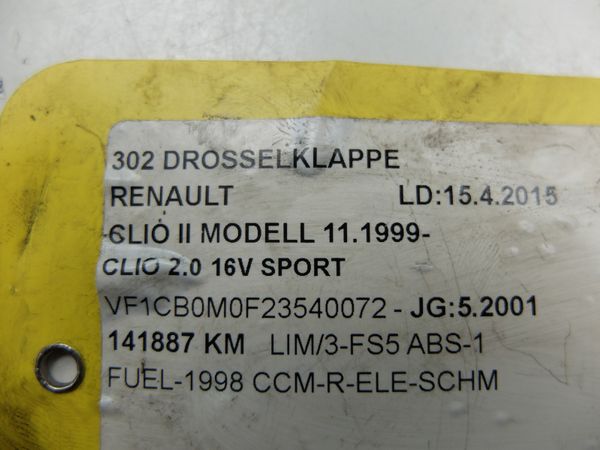 Pillangószelep Renault Clio 2 7700871215 8200053557 2.0 16V