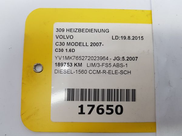 Szellőztető Panel Volvo C30 30672565 1334255