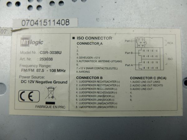 Cd Mp3 Rádió USB CSR-3038U MTLogic