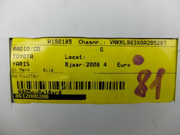 Cd Rádió  Toyota Yaris 86120-0D200 122000-7110B101
